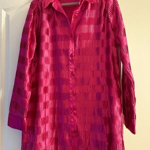 Vibrant Pink Button-Up Shirt Dress